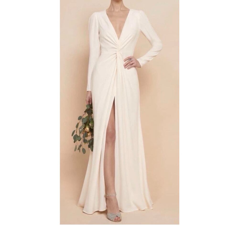 Reformation Gatsby Deep V Maxi Gown Dress Women’s 4 Ivory Wedding